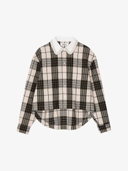 Sơ mi cotton kẻ caro viền bất đối xứng