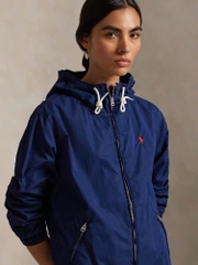 Jacket khaki Polo RL có mũ thêu logo đỏ
