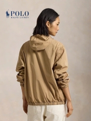 Jacket khaki Polo RL có mũ thêu logo đỏ
