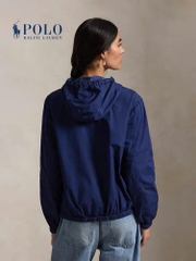 Jacket khaki Polo RL có mũ thêu logo đỏ