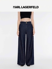 Quần denim Karl - Largerfeld suông cạp cao màu chàm
