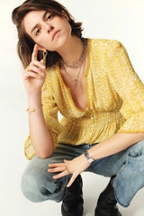 Áo lụa Ba&Sh cổ V tay loe