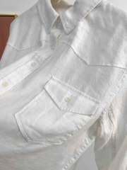 Sơ mi linen cổ đức túi trước