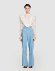 Sơ mi Sandro crop thêu ren chỉ bèo V