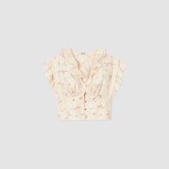 Set Sandro ren 3D màu nude Áo crop + Chân váy midi
