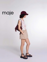 Gile Maje lông thỏ họa tiết thoi cổ tim
