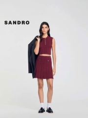Set len dệt kim Sandro màu boocđo