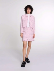 Áo khoác tweed chỉ ánh kim dáng crop