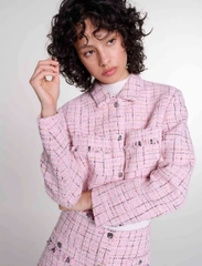 Áo khoác tweed chỉ ánh kim dáng crop