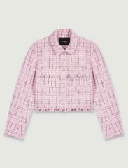 Áo khoác tweed chỉ ánh kim dáng crop