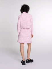 Áo khoác tweed chỉ ánh kim dáng crop