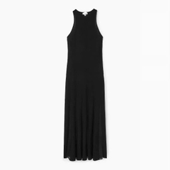 Váy cotton dệt kim COS đen đuôi cá sát nách