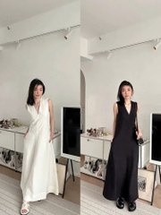 Váy Poplin cổ chữ V xẻ sâu TOTEME