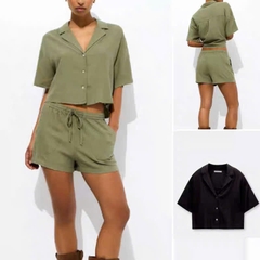 Sơ mi cộc tay Pull Bear cổ đức