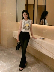 Ba lỗ Dior dệt kim thêu hoa 3 màu