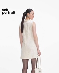 Váy dạ tweed Sel-Portrait trắng sequin viền ngọc trai