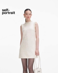 Váy dạ tweed Sel-Portrait trắng sequin viền ngọc trai