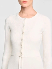 Áo cardigan đan sườn cắt ngắn