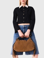 Áo sơ mi poplin chiết eo