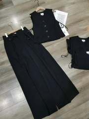 Set gile CK áo gile + chân váy midi dư xịn kèm belt da