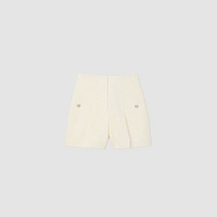 Set tweed Sandro trắng áo cổ bẻ + quần short