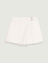 Chân váy Maje xếp ly lệch tweed trắng