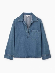Áo denim COS chui đầu cổ bẻ (tách set)
