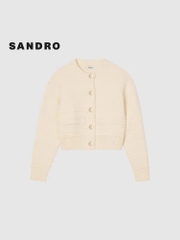 Áo khoác cadigan cổ tròn Sandro khuy to