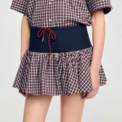 Chân váy Sandro kẻ nâu mini xòe