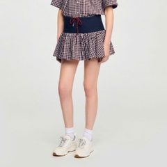 Chân váy Sandro kẻ nâu mini xòe