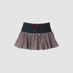 Chân váy Sandro kẻ nâu mini xòe