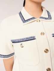ÁO CARDIGAN LEN DÁNG NGẮN VIỀN TƯƠNG PHẢN