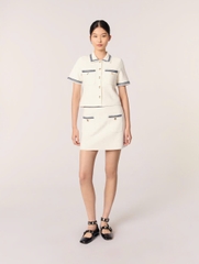 ÁO CARDIGAN LEN DÁNG NGẮN VIỀN TƯƠNG PHẢN