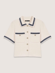 ÁO CARDIGAN LEN DÁNG NGẮN VIỀN TƯƠNG PHẢN