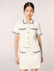ÁO CARDIGAN LEN DÁNG NGẮN VIỀN TƯƠNG PHẢN