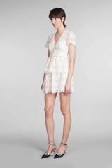 Váy ngắn thắt lưng họa tiết hoa macramé