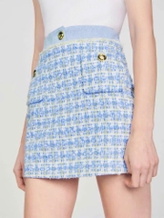 Set Sandro tweed xanh cải denim