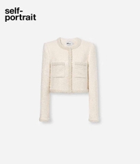 Chân váy tweed Sel-Portrait trắng sequin
