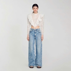 QUẦN JEANS ỐNG RỘNG IN TRÁI TIM