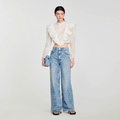 QUẦN JEANS ỐNG RỘNG IN TRÁI TIM