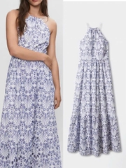 Váy maxi MNG thô đũi hoa nhí 2 quai mảnh