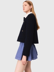 Áo khoác tweed ngắn Maje cổ bẻ khuy vàng