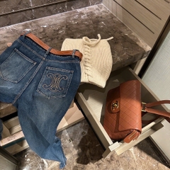 Quần jean Celine kèm belt nâu
