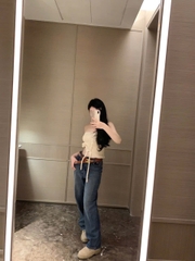Quần jean Celine kèm belt nâu