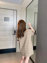 Tshirt Coach nền nâu logo dáng oversize