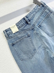 Quần denim Raph Lauren gập gấu dáng suông màu nhạt