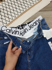 Quần denim CK cạp trắng dáng suông