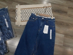 Quần denim CK cạp trắng dáng suông