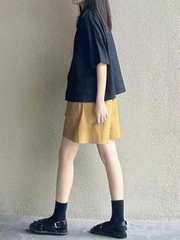 Quần short khaki COS dáng ngắn cạp chun