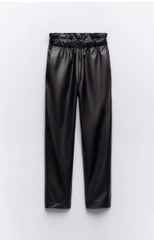 Quần da Zara đen dư xịn dáng baggy